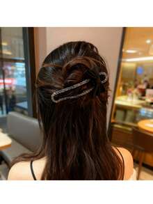 مشبك شعر موجي أنيق وبسيط، مشبك شعر زخرفي للتسريحات المرفوعة - متعدد الألوان - مشاهدة 3