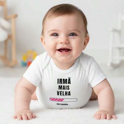 Body Bebê Unissex ''Irmã Mais Velha Carregando'' Presente Criativo para Gestantes Tamanhos P M G