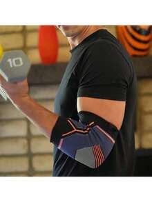1 PC-Compression Elbow Sleeves, High Elasticity Knitted Elbow Brace, Orange Line Elbow Guard, Breathable And Comfortable-Suitable For Gym,Daily Work And Life, Fitness, Running, Tennis, Badminton- For Men & Women - Black - View 8