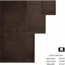 Cotton Craft - Juego de 6 toallas ultrasuaves lujosas 100% algodón hilado en anillo gruesas y absorbentes con ribete de rayón 2 toallas de baño grandes de 76.20 cm x 137.16 cm 2 toallas de mano de 40.64 cm x 71.12 cm 2 toallas de 30.48 cm x 30.48 cm. Chocolate 6 Piece Towel Set 1 - marrón - Ver 8