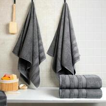 American Soft Linen Salem - Juego de toallas de baño turco de 4 piezas 100 % algodón 600 g/m² suave absorbente de secado rápido color gris oscuro - Grisahumado - Ver 2