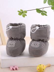 أحذية شتوية دافئة للرضع، أحذية رضع ذات قاع ناعم مع بطانة حرارية، مقاومة للبرد - رمادي - مشاهدة 4