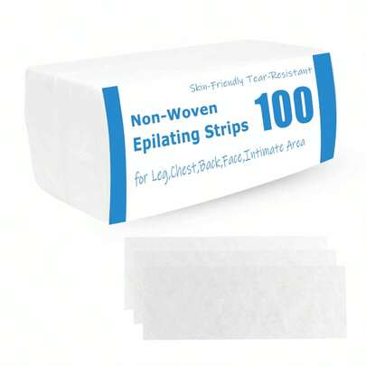 100 piezas de tiras de cera no tejidas hipoalergénicas - Removedor de vello facial, de cejas, de cara, de piernas, de Body y de bikini de forma suave