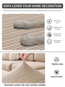 1pc Stretch Thickened Warm Sofa Cover, Non-Slip Full Coverage Sofa Seat Cover, Suitable For All Seasons, Fabric Sofa Slipcover, Machine Washable, Dust-Proof, Pet-Friendly, Decor For Bedroom, Office, Living Room, L-Shaped Sofa, 1/2/3/4 Seater - Màu Khaki - Xem 8