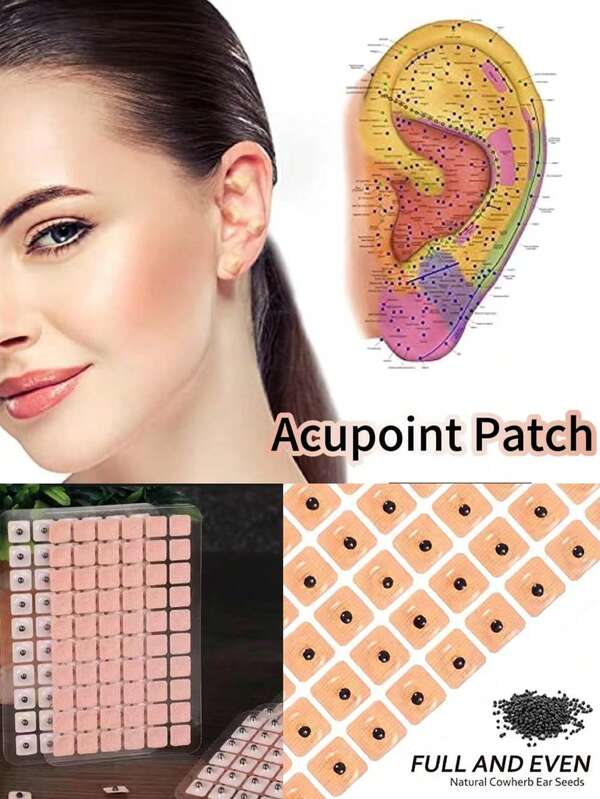 1200 unidades/600 unidades de adesivos para pontos de contato da orelha, adesivos em formato de feijão para acupuntura e moxabustão, adesivos de pressão para massagem auricular.