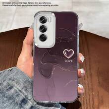 Funda de Teléfono Corazón Dorado Púrpura para Oppo A3 A3 Pro A3X A16 A17K A18 A38 A40 A55 A57 A57S A58 A60 A76 A77S A78 A79 A80 5G A95 A98 Reno 5 8T 10 11 Pro 12F Funda de Teléfono Transparente a Prueba de Golpes de Cobertura Completa TPU Simple Moda a Prueba de Golpes Carcasa Suave Creativa - Colores mixtos - Ver 8