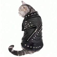 1件黑色猫狗防风背心外套，适合吉娃娃和泰迪宠物 - 黑色 - 查看 4