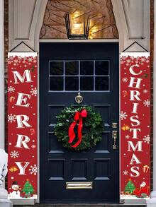 2 szt. baner świąteczny z napisem "Wesołych Świąt", dekoracja na drzwi ganku, odpowiedni do miasta, na ścianę wiejską, do ogrodu wewnętrznego i zewnętrznego, dekoracja na imprezę świąteczną