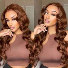 ZHUICHAO Chocolate Blended Hair Wig 13x4HD Lace Frontal Brazilian Hair Wig 30 Inch 200% Density Women Body Wave Pre Plucked Bady Hair Soft And Breathable Internal Network - S4 - 查看 5