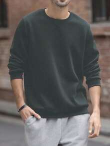Men's Casual Crew Neck Sweatshirt, All-Match Versatile Pullover Top, Essential For Street Style Layering, Autumn/Winter