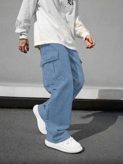 1pc Teen Boy Casual Sports Outdoor Cargo Pants With Large Pockets, Spring & Autumn, For Back To School