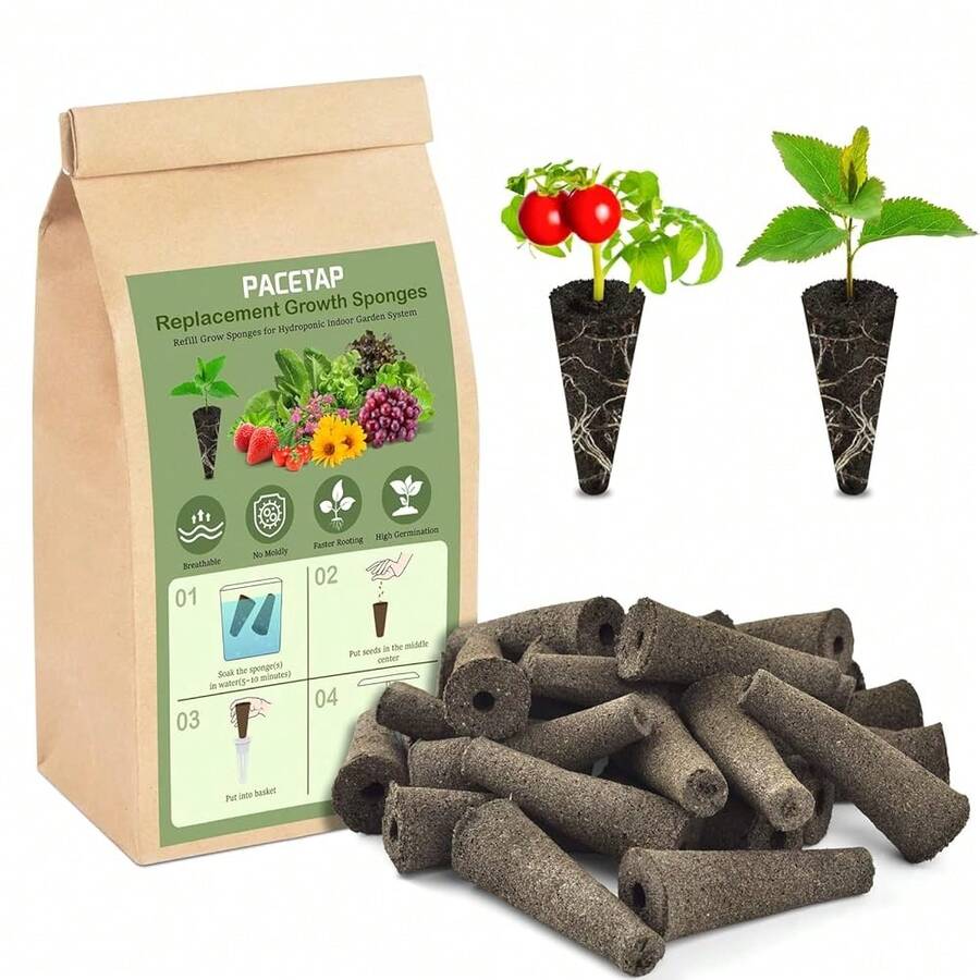 PACETAP 30 Pack Grow Sponges Compatible With AeroGarden, Replacement Refill Grow Sponge For Hydroponic Indoor Garden System{Inchsize_nameinch:Inch30Packinch} - 30包 - 查看 1