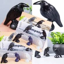 Natural Black Obsidian Raven Figurines2 Inch Healing Crystal Animal Statues Lucky Guardian Pocket Crow Figurines As Women S Gifts Raven Statues For Office Home Decor And Ornament. - màu đen - Xem 1