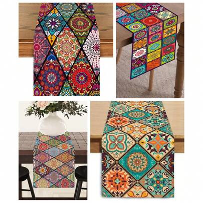 1 chiếc khăn trải bàn Bohemian dài 70,7 inch, khăn trải bàn theo mùa cổ điển cho bữa tiệc, bàn cà phê, phòng ngủ, tủ đựng đồ, nhà bếp, bàn ăn gia đình, tiệc ngày lễ, phong cách trang trại, trong nhà và ngoài trời