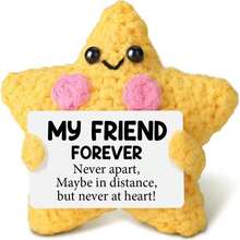1pc Handmade Crochet Desktop Decor, Cute Star Shaped, Gift, Long Distance Relationship, Moving Away, Farewell, Couples, Best Friends, Sisters, Women, Birthday, Mom, Grandma, Keychain, Positive Emotions, Creative, Party, Christmas, Halloween Plush Doll Decoration