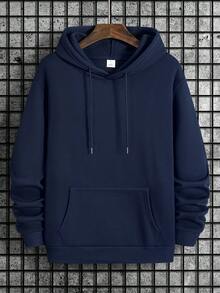 484g/m², Sudadera con Capucha para Hombre de Mezcla de Algodón y Poliéster al 50%, Cómoda y Cálida, Sudadera Casual con Patrón Geométrico para Hombre - Bolsillo Canguro, Lavable a Máquina - Elección Perfecta para Principios de Primavera, Otoño e Invierno - Azul Marino - Ver 4