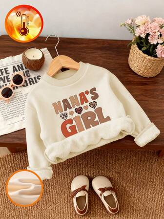 1pc Baby Girls' NANA'S GIRL Printed Casual Crew Neck Pullover Hoodie Sweatshirt, Autumn/Winter - Adorable Hooded Sweatshirt Brings Joy And Happiness To Every Child!