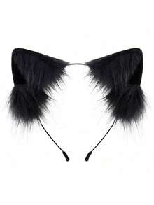 Cute And Sexy Women'S Plush Cat Ear Headband Hair Accessory, With Bendable Ears, Perfect For Role-Playing, Parties, And Daily Wear, Ideal For Halloween Parties And Valentine'S Day Gifts - 黑色 - 查看 11