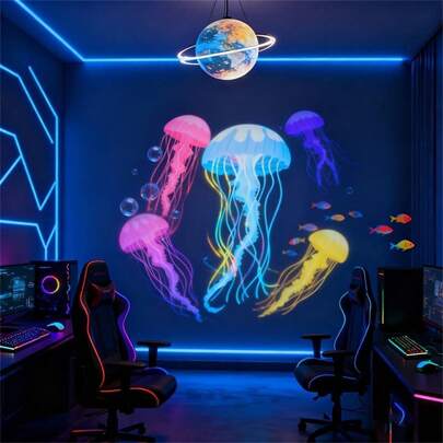 USB海洋投影灯 - 3种/6种/10种投影图案，LED海洋生物投影灯，鳗鱼图案，卧室和客厅氛围营造，墙面和天花板装饰，完美节日礼物，家居装饰，拍照背景，USB灯