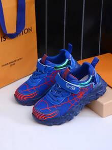 Fashionable Spider Web Mesh Breathable Sports Shoes, Suitable For Boys And Girls - Casual, Shock-Absorbing, All-Season Anti-Slip Outdoor Running And Walking Shoes - Blue - View 2