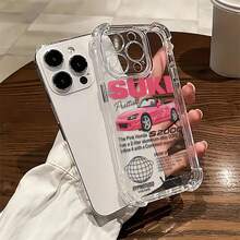Funda para móvil , diseñada con franjas de carreras y elegancia deportiva, compatible con  17,  16,  16 ProMax,  15,  15 ProMax,  14,  13,  12 y  11 Pro. Fabricada en TPU, ofrece protección a prueba de golpes. Perfecta para amantes de los coches, cumpleaños, vacaciones, familiares, amigos y regalos de San Valentín. - LB12 transparente - Ver 2