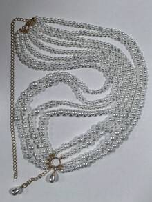 1件新款时尚可调节仿珍珠腰链女士腰带个性化吊坠腰链沙滩旅行礼物女士夏季、秋季、万圣节