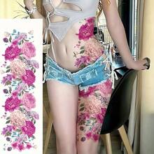 1pc Large Floral Temporary Tattoo Sticker, Sexy Body Art, Long Rectangle Shape, Arm & Leg Tattoo Decals, Body Cosmetic, Beauty & Personal Care - 花朵刺青貼紙 - 查看 2
