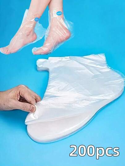 200pcs Disposable Foot Masks And Hand Mask Covers For Home Care, Moisturizing, Waterproof, Transparent, Thickened, Foot Covers