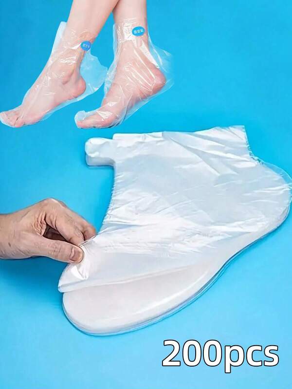 200pcs Disposable Foot Masks And Hand Mask Covers For Home Care, Moisturizing, Waterproof, Transparent, Thickened, Foot Covers