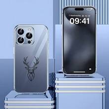 Carcasa transparente de teléfono móvil de moda Cubierta transparente para iPhone con diseño de ciervo geométrico color gris claro para uso diario y protección elegante Para teléfonos Galaxy de Apple - transparente - Ver 2