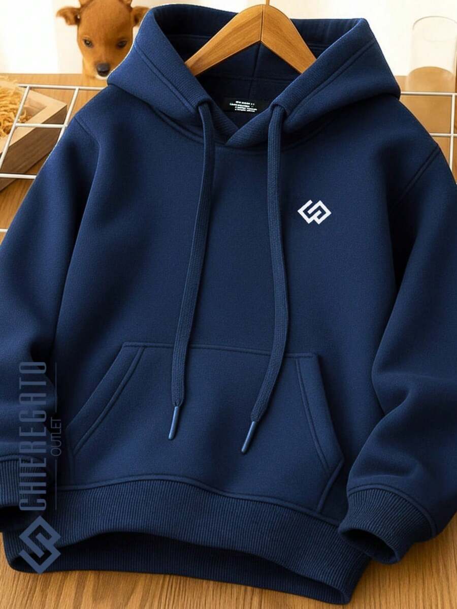 Fleece Hoodie Sweatshirt For Kids, Boys And Girls, Original Premium Style, Everyday Wear - Navy Blue - View 1