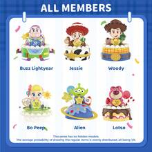 Miniso Disney Toy Story Überraschungsparty Blindbox Figur, exquisit restaurierte Animationscharaktere, Kuchenbasis mit allen Details, hochwertiges PVC-Material, Heimdekoration um eine fröhliche Atmosphäre zu schaffen (1 Stück zufällige Lieferung) - Verschiedenfarbig - Übersicht 9