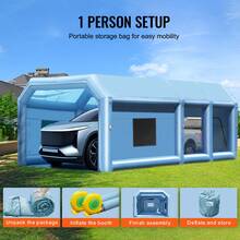 Cabina de pintura inflable, cabina de pintura inflable de 32,8 x 21 x 14,8 pies, con potentes sopladores de 1100 W+750 W y sistema de filtro de aire, cabina de pintura portátil para camiones grandes, furgonetas grandes, maquinaria grande - 32,8 x 21 x 14,8 pies - Ver 6