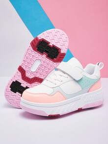 1 Pair Kids Detachable 2-In-1 Roller Skates With Thick Sole Round Toe Low-Top Hook And Loop Design, Versatile 4-Wheel Roller Skating Shoes For Children, Suitable For All Seasons