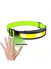 1pc LED Headlight Super Bright COB Floodlight Rechargeable Safety Helmet Light With Red Light Waterproof Suitable For Outdoor Camping, Hiking, Running, Night Work And Fishing Emergency Situations