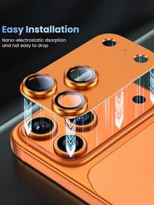 2pcs Tempered Glass Screen Protector For IPhone 17 Pro Max 6.9 Inch, With 1pc Metal Camera Lens Protector, Anti-Scratch, Lens Protective Case, High Definition Clear Film, Suitable For IPhone 17 Pro Max (Mixed Set), Orange - Orange - View 5