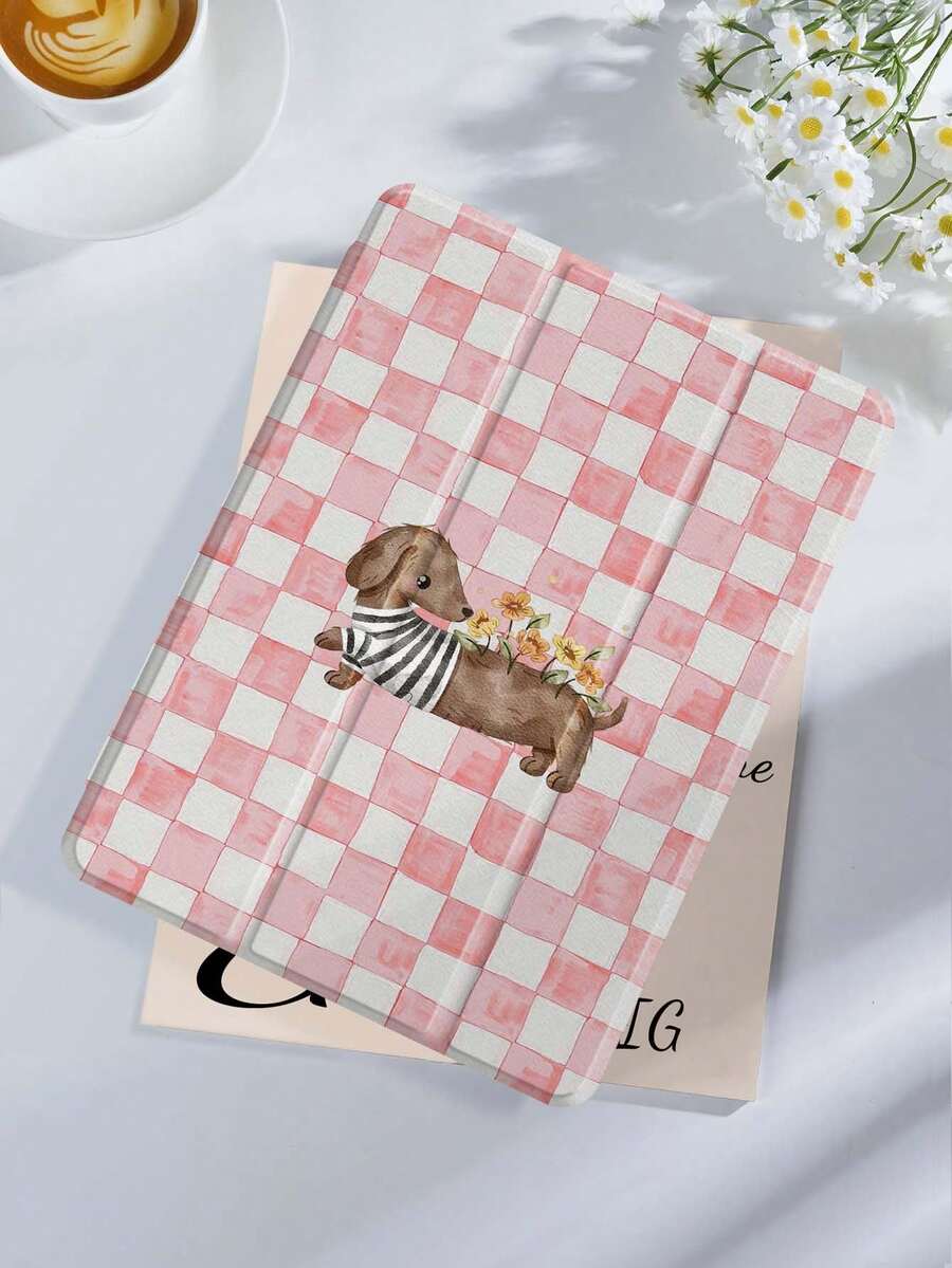 Kingsung Casing Pelindung Tablet Motif Kotak-kotak Anjing, Kompatibel dengan iPad Air 8(M4)2026(11-Inch), Air 8(M4)2026(13-Inch), 9.7/10.2/10.5/10.9/12.9/Pro 11 (Generasi ke-10), Kompatibel dengan Galaxy Tab S6 Lite 10.4 Inch, Kompatibel dengan Kindle Paperwhite (Generasi ke-12, Model 2024), Kindle (Generasi ke-11, Model 2022), Lembut dan Tahan Guncangan, Fungsi Stand Pintar/Bangun Otomatis/Tidur Otomatis