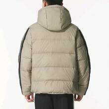 adidas男女同款防風拒水保暖拉鍊短鴨絨保暖連帽羽絨外套KH3989