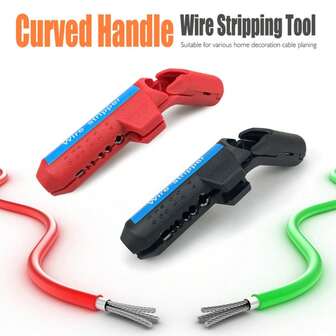 1PC Multi Functional Cable Stripping Tool Portable Curved Handle Wire Stripper Electrician Wiring Stripping Wire Cutter Hand Tools Random Color