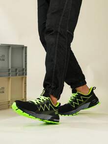 Zapatos con punta de acero para hombres, zapatos de trabajo atléticos ligeros con punta de acero, botas con punta de acero negras y verdes para construcción, industria, almacén, anti-aplastamiento, anti-perforación, senderismo - Multicolor - Ver 11