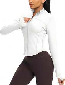 Chaqueta Deportiva Con Cremallera Para Mujer,Sudadera Deportiva Informal De Estilo Corto Para Mujer,Apto Para Correr,Yoga,Deportes Y Ocio - blanco - Ver 8