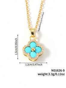 1pc Fashionable Minimalist Women's Zirconia Four-Leaf Clover Heart Necklace - Multicolor - View 26