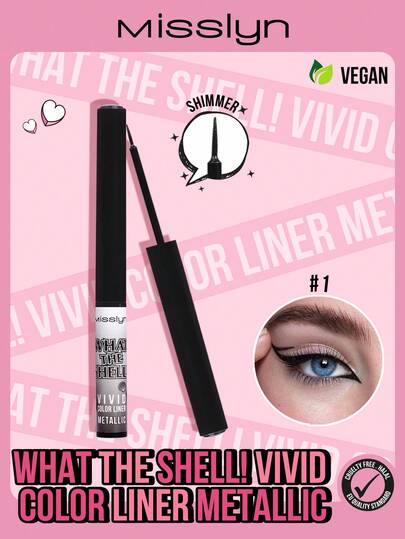  MISSLYN - 惊艳！金属液体眼线笔，1支装，金属眼线液，包含金属眼线笔，有蓝色、黑色、棕色可选，显色度高，防晕染，防水，持久，防汗，液体眼线笔，持久眼线，顺滑眼线，珠光眼线，防晕染眼线，滋养眼部肌肤。