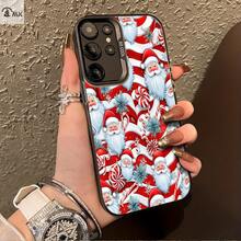 Diseño de patrón de Santa Claus para  Galaxy S25ULTRA, S24PLUS, S23FE, S21PRO, S22, S20+, A03S, A05S, A14, A31, A53, A34, A10, A04E, M04, A33, A35, A55, A72, A71, A70, A22, A16, A06, A20S, A54 Funda especial para teléfono , anti-suciedad, moda, moderna, color plata imd - Colores mixtos - Ver 3