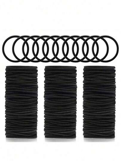 125pcs Black Hair Ties, Suitable For Thick Curly Hair Ponytail Holders, Unisex (4mm)