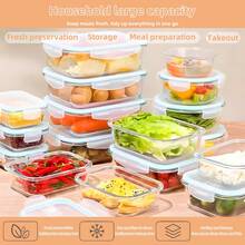 Stozle 18pcs (8 Lids + 8 Containers + 2 Spice Boxes) Sealed Glass Food Storage Gift Box Set, Perfect For Meal Preparation, Lunch-Sealed Storage | Durable Glass, Suitable For Birthday | Party | Holiday Gifts - màu xanh lá - Xem 2