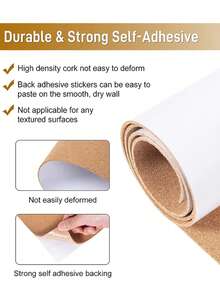 自粘软木垫卷 - 1/2/3毫米厚复合木衬垫，适用于架子、支架和搁板 - 天然棕色软木板，适用于家庭和办公室收纳整理、软木板、钉板、愿景板 - 彩色 - 查看 10