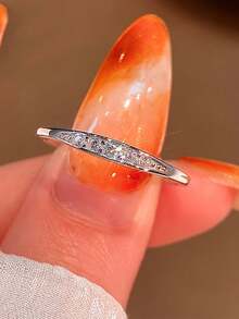 1pc S925 Sterling Silver Cubic Zirconia Inlaid Ring, Micro-Pave Diamond Band, Suitable For Women's Daily Wear, Parties, Weddings, Ideal For Valentine's Day, Wedding Jewelry And More Occasions