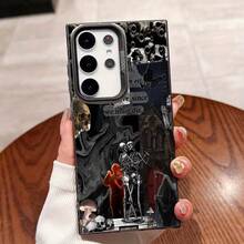 Funda Exclusiva para Teléfono  Galaxy S25ULTRA, S24PLUS, S23FE, S21PRO, S22, S20+, A03S, A05S, A14, A31, A53, A34, A10, A04E, M04, A33, A35, A55, A72, A71, A70, A22, A16, A06, A20S, Anti-Mancha, a la Moda, Material IMD Plateado Colorido, Patrón de Calavera - Colores mixtos - Ver 8