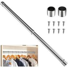 70-120cm/87cm-160cm Extendable Stainless Steel Wardrobe Rail, Adjustable Clothes Rail Pole With End Sockets - 70-120CM - View 8